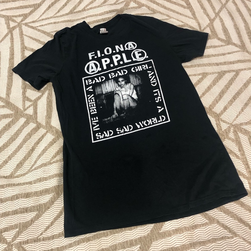 Anvil Black Graphic Tee with White Print